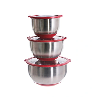 Stainless steel nested storage mixing bowl with anti-slip bottom and dustproof lid